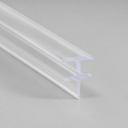 Clear H-profile seal shown diagonally on a plain grey studio background.