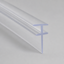 Clear T-profile seal shown diagonally on a plain grey studio background, full length view.
