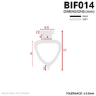 Cross-section in mm: 6.5mm T-head above a hollow teardrop loop, 17mm overall height, 3mm tail, tolerance ±0.5mm