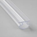 Clear T-top seal with a rounded bucket-shaped hollow base, studio shot on grey.