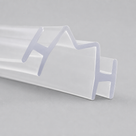 Clear zigzag upright seal on grey, an H-shaped glass channel each side of a peaked centre, viewed from above