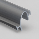 Grey-tinted hook-profile seal, diagonal studio shot on a plain grey background.