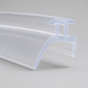 Clear T-top seal with a small slotted rectangular loop base, studio shot on grey.