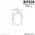Dimensioned section in mm: 5mm T-head, 17mm tall, hollow oval bulb 13mm deep; rigid and soft key