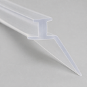 Clear T-top seal with a long angled triangular tail fin, studio shot on grey.