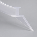 Clear T-top seal with a long angled triangular tail fin, studio shot on grey.