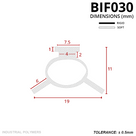 Dimensioned drawing in mm: 7.5mm T-head, 11mm tall, hollow oval with 6mm legs spanning 19mm; rigid and soft key