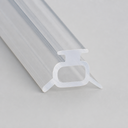 Clear seal with an oval hollow loop and two splayed pointed legs, studio shot on grey.