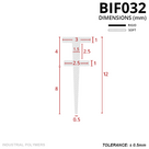 Line drawing in mm: slim 3mm and 2.5mm T-ribs, 12mm tall, 8mm blade to a 0.5mm tip; rigid and soft key