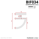 Cross-section drawing in mm of a J-hook profile: 5mm T-head, 7mm overall height, curled 5mm hook, ±0.5mm tolerance