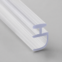 Clear T-top seal with a curved J-shaped hook tail, diagonal studio shot on grey.