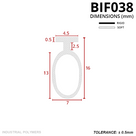 Measured section in mm: 4.5mm T-head, 16mm overall, hollow oval 13mm by 7mm; rigid and soft key