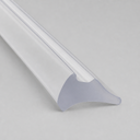 Clear wedge-shaped seal with a curved scoop foot, diagonal studio shot on grey.