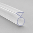 Clear seal with a hollow teardrop-shaped base below a small T top, studio shot on grey.
