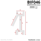 Scale drawing in mm: 11mm hooked I-profile with a 5mm top flange and 5mm diagonal fin; rigid and soft key