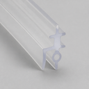 Clear T-top seal with a curved loop and hook tail, diagonal studio shot on grey.