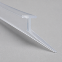 Clear T-top seal with a long thin tapered blade, diagonal studio shot on grey.