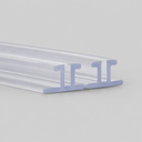 Clear seal with a twin double-slot 'II' profile, shown diagonally on a plain grey background.