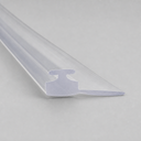 Clear T-profile seal with a plain flat blade, diagonal studio shot on grey.