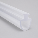Clear seal with a twin double-slot 'II' profile, diagonal studio shot on grey.