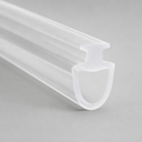 Clear seal with a twin double-slot 'II' profile, diagonal studio shot on grey.