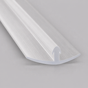 Clear flat-blade seal with a curved arrow-shaped hook foot, studio shot on grey.