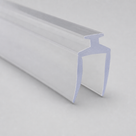 Clear seal extrusion angled on pale grey, flat T-head above a tapered hollow bucket-shaped body