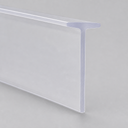 Clear T-top seal with a straight body, blue-tinted top, studio shot on grey.