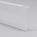 Clear plain T-profile seal, diagonal studio shot on a plain grey background.