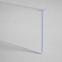 Clear plain T-profile seal, shown diagonally on a plain grey studio background.