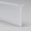 Clear plain T-profile seal, shown diagonally on a plain grey studio background.