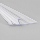 Clear frame channel seal on grey, wide flat wings each side of a small hooked centre rib