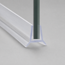 Clear flat-blade seal with a forked twin-prong foot, diagonal studio shot on grey.