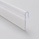 Clear T-top seal with a curled swan-neck hook tail, diagonal studio shot on grey.