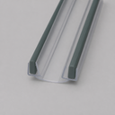 Clear double-channel seal shown diagonally on a plain grey studio background.