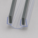 Close studio view of the clear double-channel seal, blue outline showing the U-shaped base.