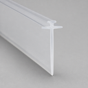 Clear T-profile bi-fold seal on plain grey studio background, diagonal view showing full length.