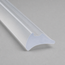 Clear seal with a wavy zigzag foot, diagonal studio shot on a plain grey background.
