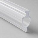 Clear seal with an oval loop base below a T top, diagonal studio shot on grey.