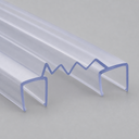 Two-channel clear seal with wavy top edge, shown diagonally on a plain grey studio background.