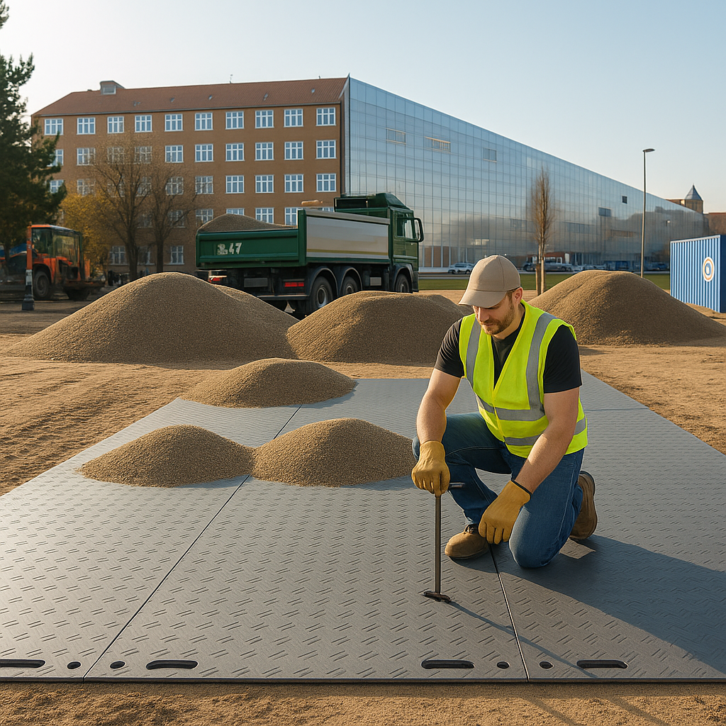 Dim Gray High-Strength DeckTuff™ Access Mat Non-Slip, 20 Tonne Capacity Ideal for Groundworks &amp; Utilities