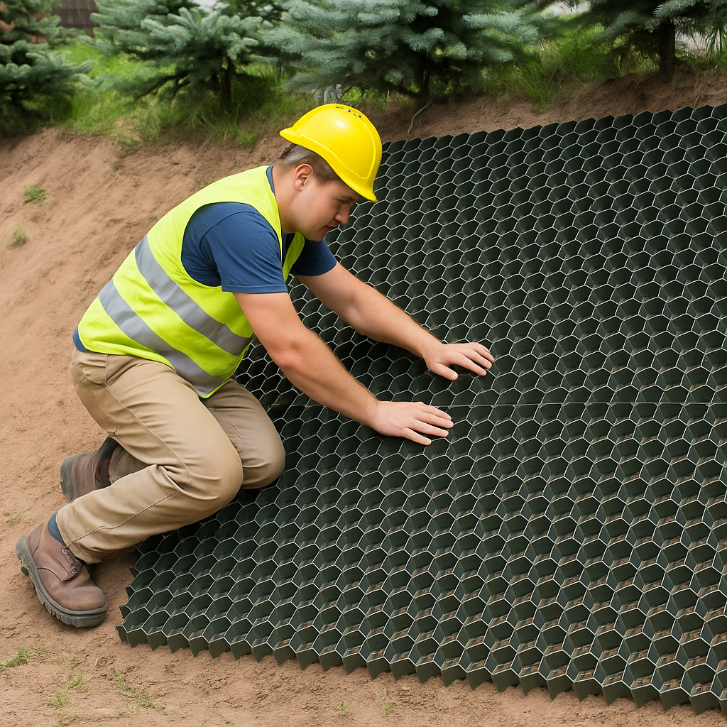 Durable grass reinforcement grid for landscaping and vehicle access