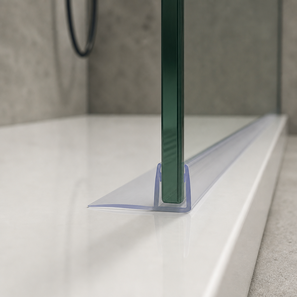 FIN002 - Vertical Shower Screen Seal - Fits 8mm Glass - Fin Depth of 8mm, 12mm, 15mm, 20mm, 25mm, 30mm or 35mm