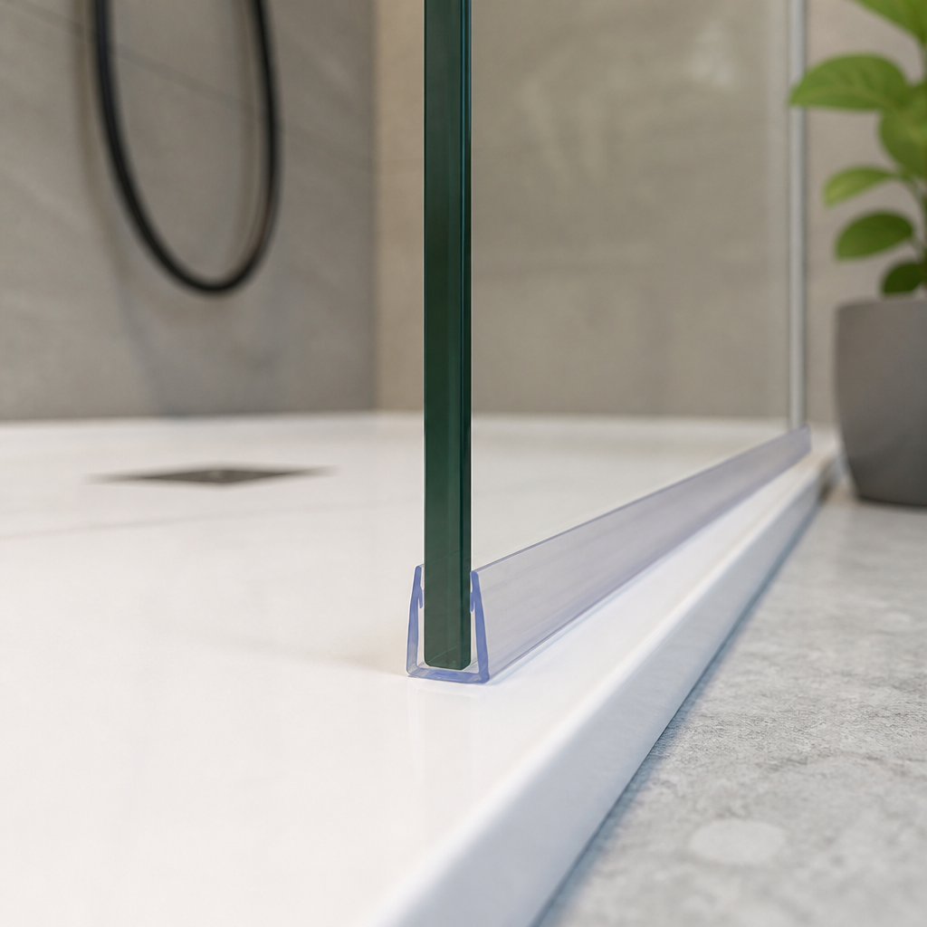 Vertical Shower Screen Seal - Fits 10mm Glass - Fin Depth of 8mm, 12mm, 15mm, 20mm, 25mm, 30mm or 35mm