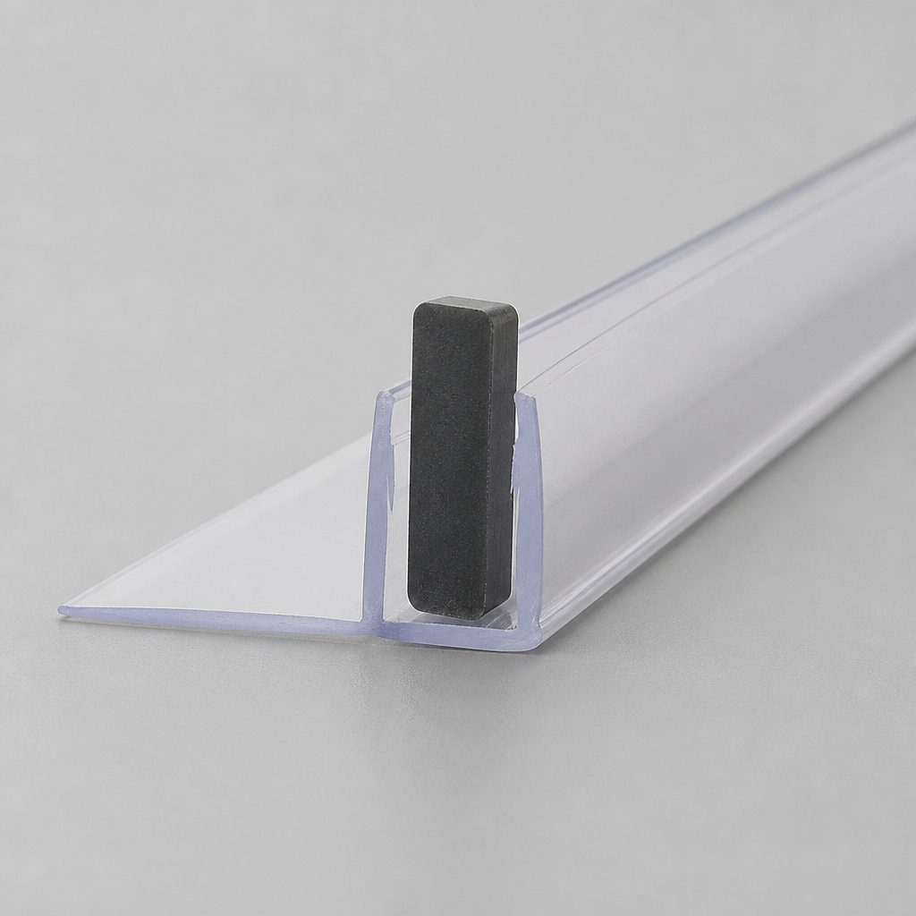 FIN003 - Vertical Shower Screen Seal - Fits 10mm Glass - Fin Depth of 8mm, 12mm, 15mm, 20mm, 25mm, 30mm or 35mm
