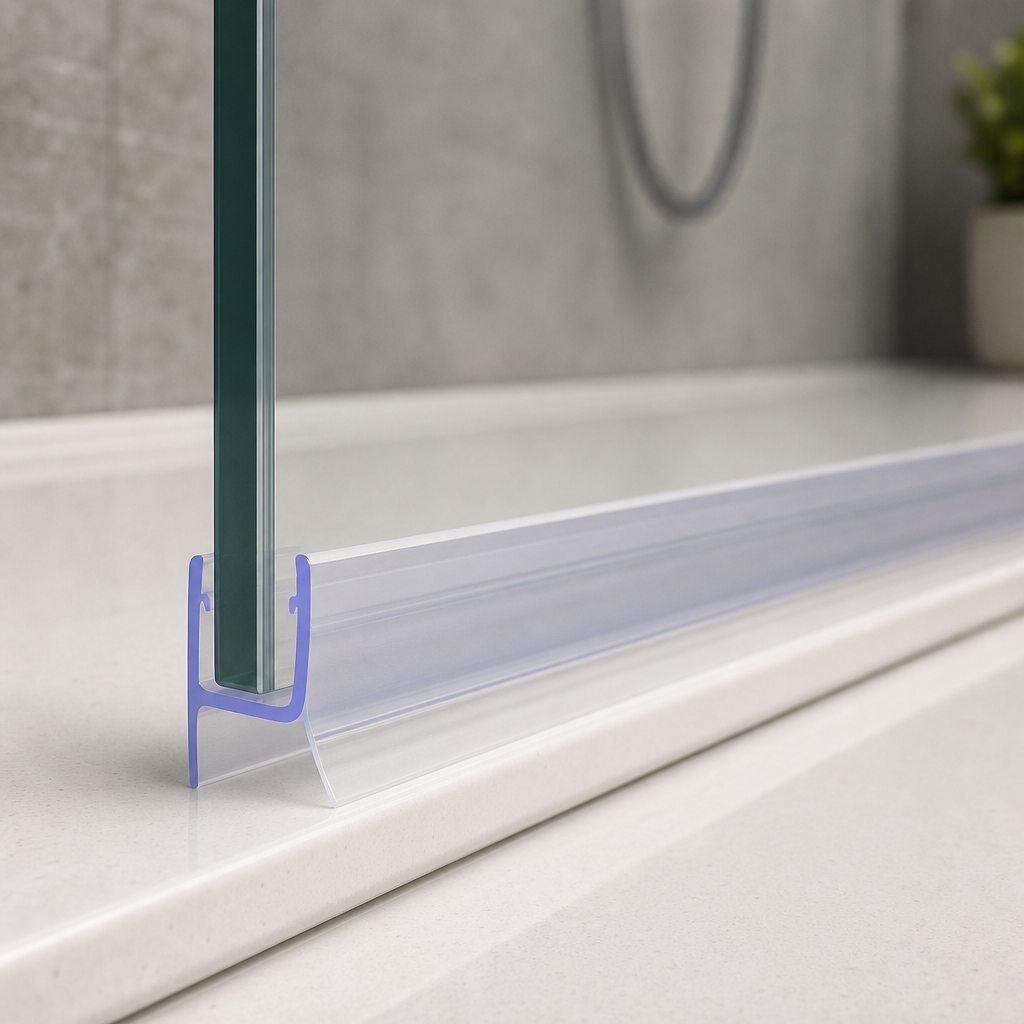 FIN008 - Vertical Shower Screen Seal - Fits 8mm Glass - Fin Depth of 8mm, 15mm, 20mm, 25mm or 35mm