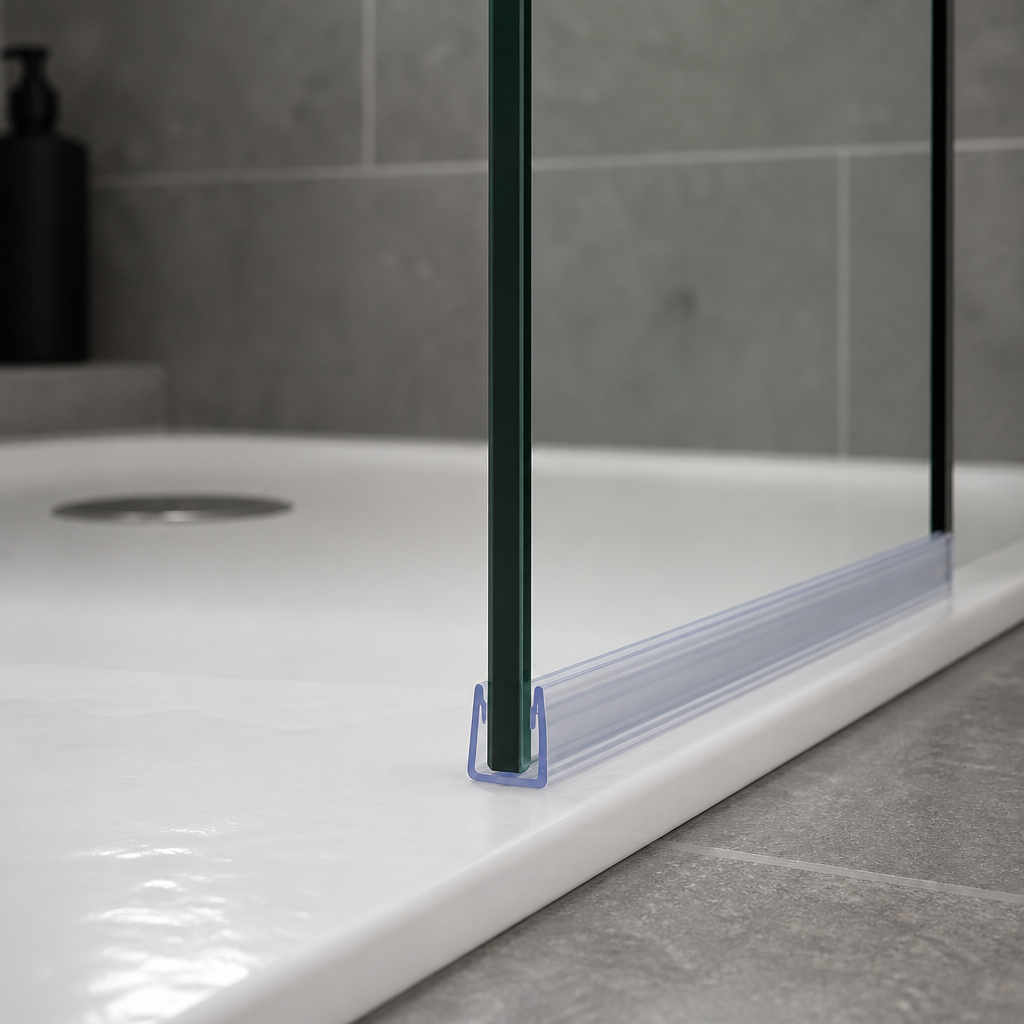 FIN014 - Vertical Shower Screen Seal - 4-6mm Glass - Fin Depth of 10mm, 15mm, 20mm or 25mm