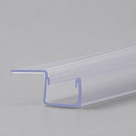 Angled studio view of the clear seal's open channel profile with blue-tinted fin tip