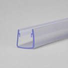 Studio shot of the clear seal's hooked C-shaped profile with a blue-tinted flexible fin