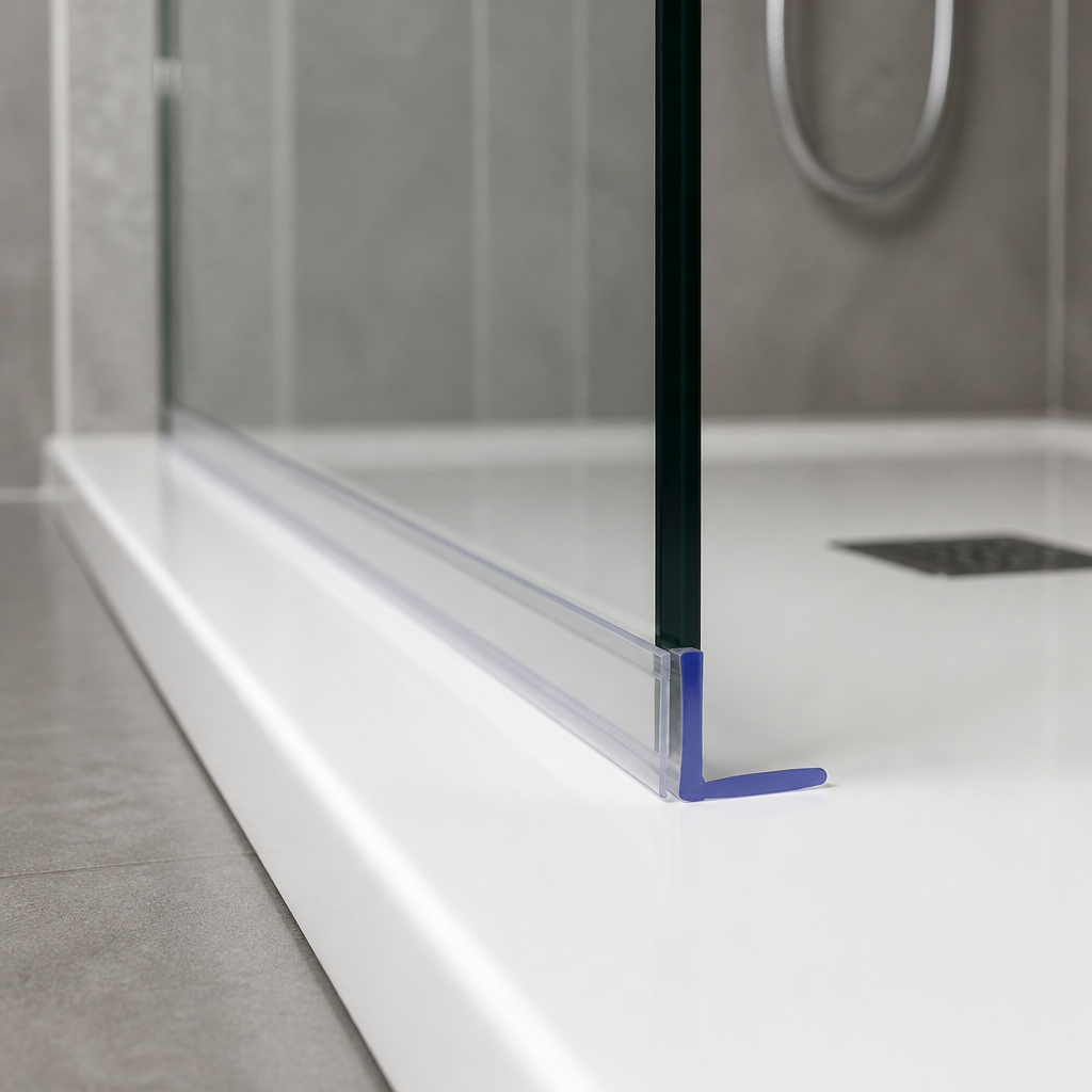FIN018 - Vertical Shower Screen Seal - With Double Sided VHB Tape - Lengths of 800mm, 900mm, 1400mm and 2000mm